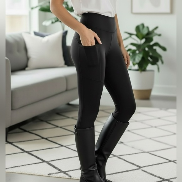 OS/TC/TC2 NEW Womens Black Pocket Leggings, Buttery Soft Yoga Pants - Picture 1 of 11